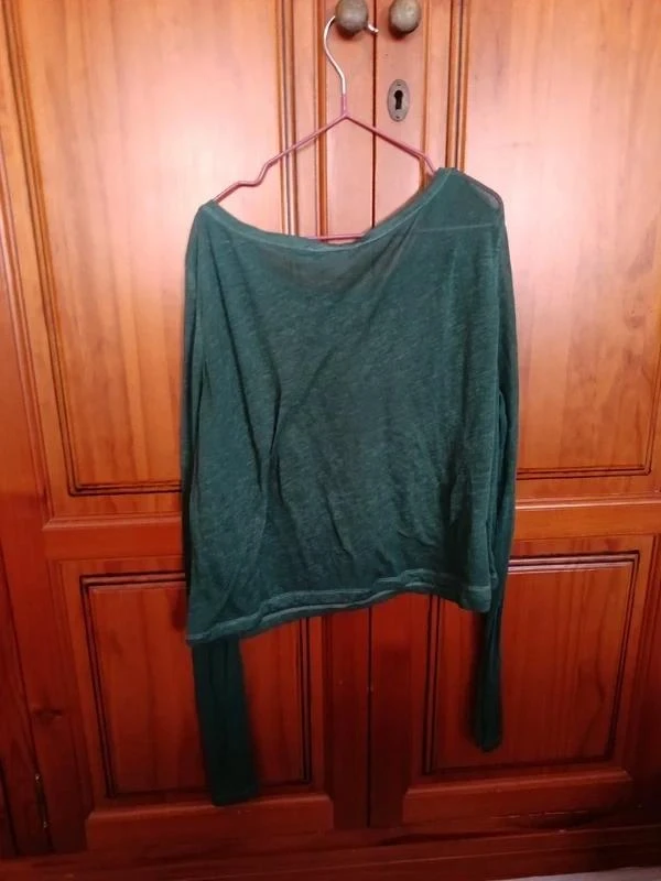 Camiseta manga larga verde Pull&Bear Talla S frase gráfica – photo 2